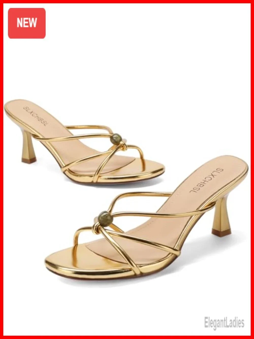 Beaded Slip On Kitten Heels Open Toe Low Heeled Sandals for Women